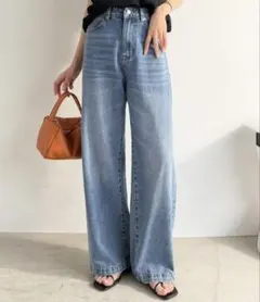 ハイウエスト ルーズ デニムパンツ