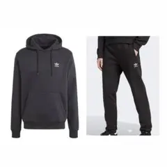 アディダス ブラック フード付きスウェット 上下セット adidas