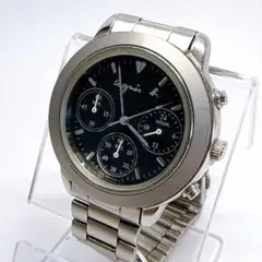新品電池 稼働 美品✨ アニエスベー メンズ 腕時計 クロノグラフ ブラック