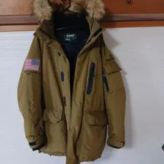 Schott NYC DOWN ダウンジャケット XL カーキ×黒　XLサイズのサムネイル