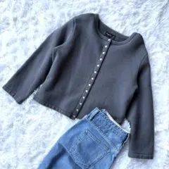 アニエスベー✨プレッション 裏起毛 カーディガン　L グレー スナップボタン