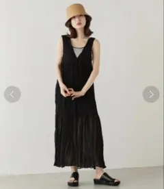 Kastane カスタネワッシャーシフォン無地ワンピース ブラック　フリーサイズのサムネイル