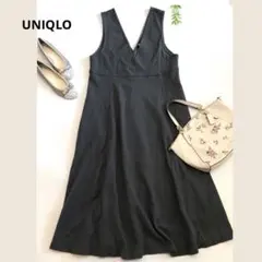 ユニクロ ブラッシュドジャージージャンパースカート XL グレー