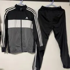 adidas ジャージ上下セット 黒/グレー/白