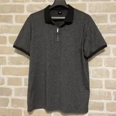 ジッパー 付き グレー Mサイズ ポロシャツ