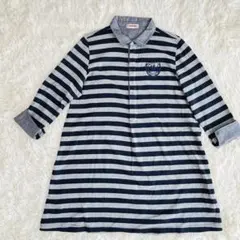 McGREGORマックレガー　ネイビー×グレーボーダー　長袖カットソー　ロング丈