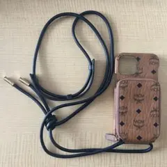 【美品】MCM ロゴ総柄 iPhone12ケース ストラップ付き 正規品