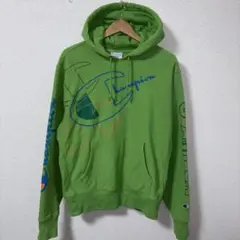 チャンピオン リバースウィーブ グリーン パーカー Lサイズ