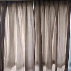 ベージュ色 チェック柄 ドレープカーテン