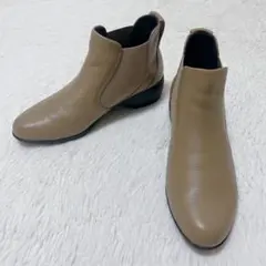 極美品✨fitfit サイドゴアブーツ　本革　24cm ショートブーツ ベージュ