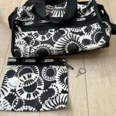 LeSportsac ボストンバッグ ポーチ付き ドット リボン柄 トレスチック