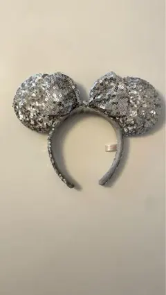 シルバー スパンコール ミニー耳カチューシャ