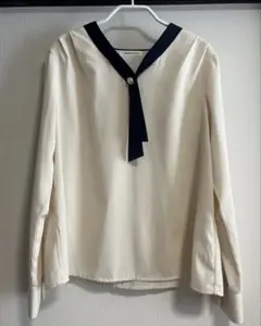 natural couture セーラーカラーブラウス アイボリー×ネイビーのサムネイル