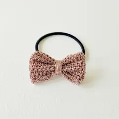 ピンクゴールドのリボン ヘアゴム