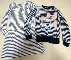 ［値下げ不可］ボーダー　セット　トレーナー　裏起毛　ワンピース　150 　女の子