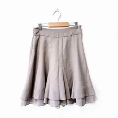 フレアスカート【M】グレーベージュ ひざ丈 綺麗め 大人可愛い シンプル