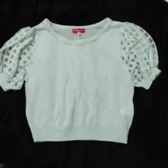 袖チェック柄ニットプルオーバー　earth