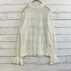 GU レース トップス 白 L 長袖 フェミニン 通勤 デート 春夏秋 きれいめ