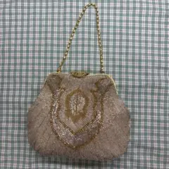 ビーズ刺繍ハンドバッグ ゴールド系