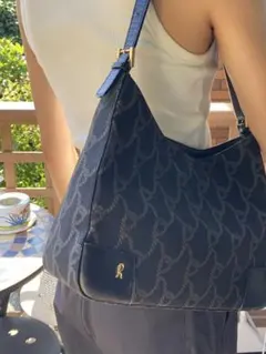 【イタリア】ロベルタ★ネイビー ロープ模様 ショルダーバッグ