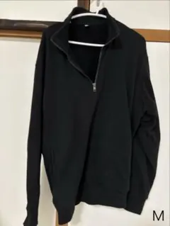 ユニクロ スウェット ハーフジップ メンズ ブラック