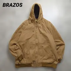 BRAZOS裏フリースダック地アクティブジャケット2XLブラウン フーデッド古着