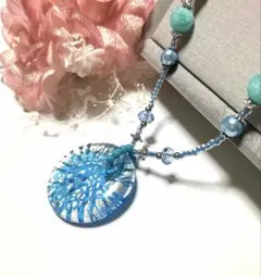 ♦️新品♦️ベネチアンガラス1538♦️スカイブルーラウンド型ショートネックレス