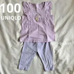 【100】UNIQLOディズニー ラプンツェル トップス+七分丈レギンスセット