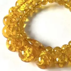 美品✨琥珀 丸玉 グラデーション ネックレス イエローアンバー クリアアンバー