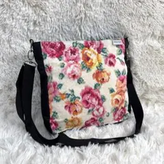 【美品】FEILER フェイラー ショルダーバッグ 花柄 シュニール織 ブラックのサムネイル