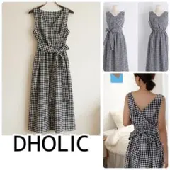新品 DHOLIC 綿100% 前後2WAY チェック ノースリーブワンピース