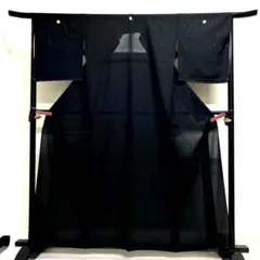 夏用　絽　五つ紋　黒地　着物　111tzのサムネイル