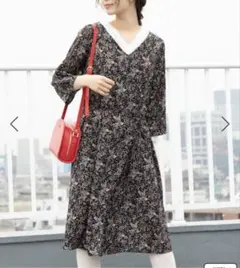 VIS 小花柄前開きワンピース