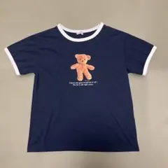 branshes クマプリント リンガーTシャツ ネイビー 150