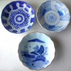 なます皿 染付 輪花皿 3枚 1 227