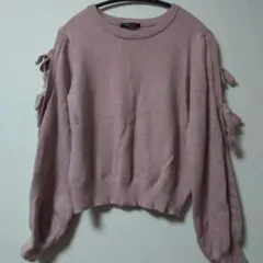 INGNI ショルダーリボン付きピンクニットセーター 長袖