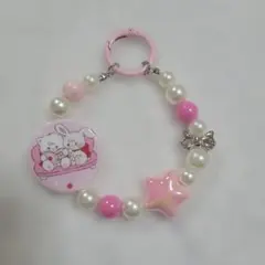 ★②mikkoハンドメイドキーホルダー ピンク ビーズキーホルダー