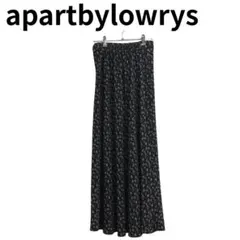 apart by lowrys ブラック花柄ロングスカートウエストゴム