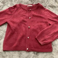 【美品】赤のドット柄 カーディガン 120サイズ