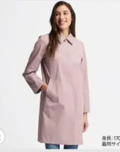 セ*姫様 ユニクロ ブロックテックステンカラーコート グレイッシュピンク