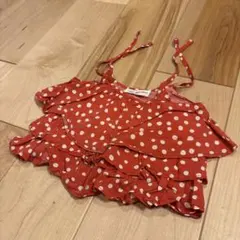 LOVE &PEACE&MONEY 水玉フリルタンクトップ80