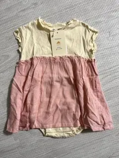 新品　conoco チュニックロンパース70 フリル付き ギンガムチェック