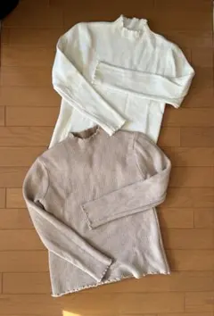 ハイネック フリルネック タートル 長袖セーター 2点セット