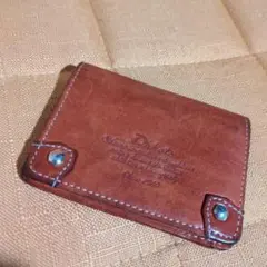 Dakotaブラウンレザー 名刺入れ 二つ折り スタッズ付き