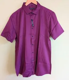 【新品】メンズ ワインレッド ドレスシャツ 半袖　サイズXXL