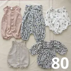 女の子80サイズ ベビー服5点まとめ売り H&M UNIQLO ロンパース 花柄
