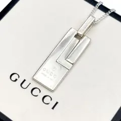 美品✨ グッチ GUCCI ネックレス カットアウト スクエア G クロス Ag