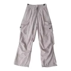 レディース カーゴパンツ M 薄手 裾調整 ライトグレー