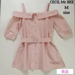 美品☆CECILMcBEE ベルト付き オフショルダー シャツ Mサイズ gal