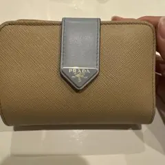 PRADA 二つ折り財布 ベージュ/ブルー